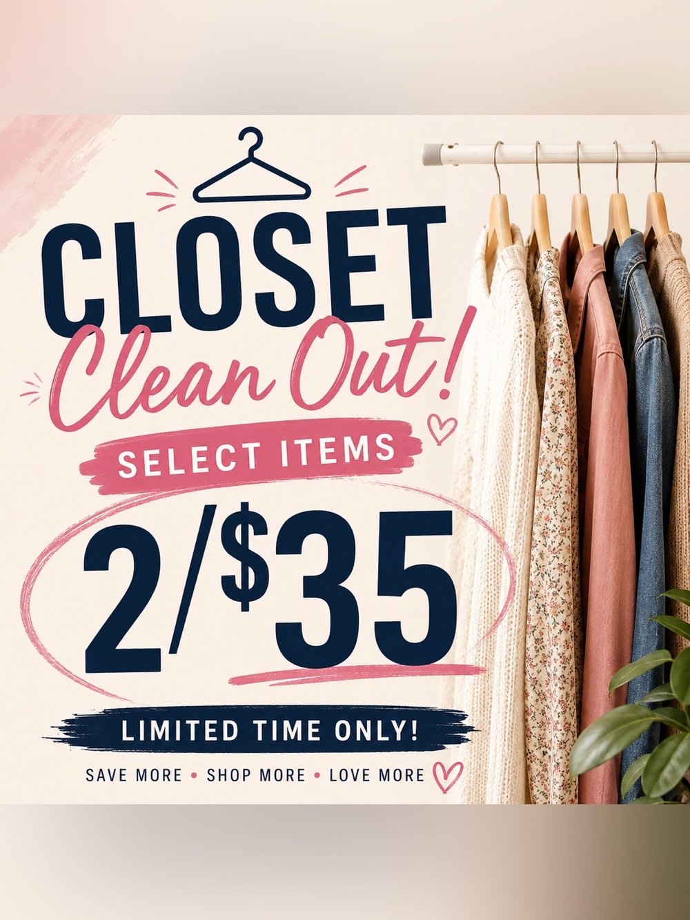Closet Clean Out Select Items 2 for $35!!